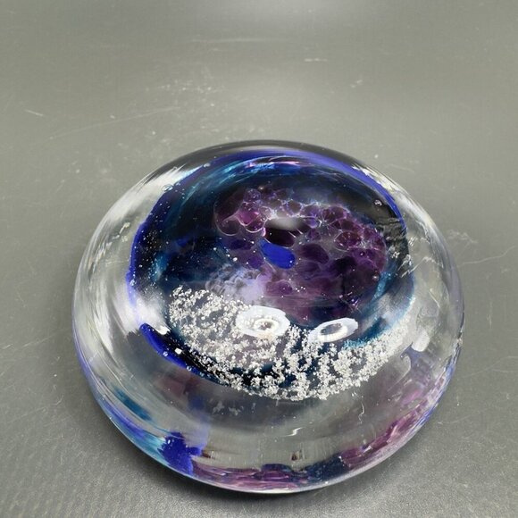 Venetian Italian Art Glass Paperweight Hand Blown With Silver Flecks Multicolor - Picture 15 of 15